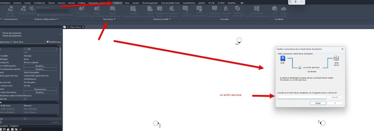Schermata Revit - Configurazione connessione Revit Server Accelerator